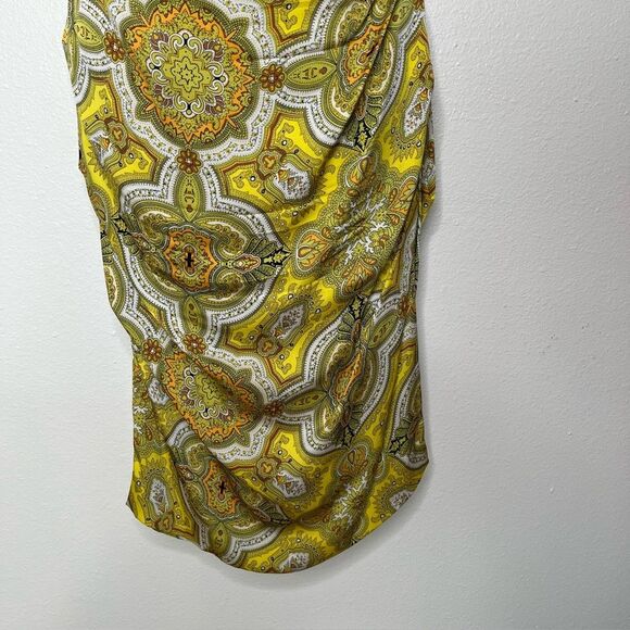 Vintage Y2K Nicole Miller Silk Dress Square Neck Sleeveless Ruching Women 10 - Picture 5 of 14
